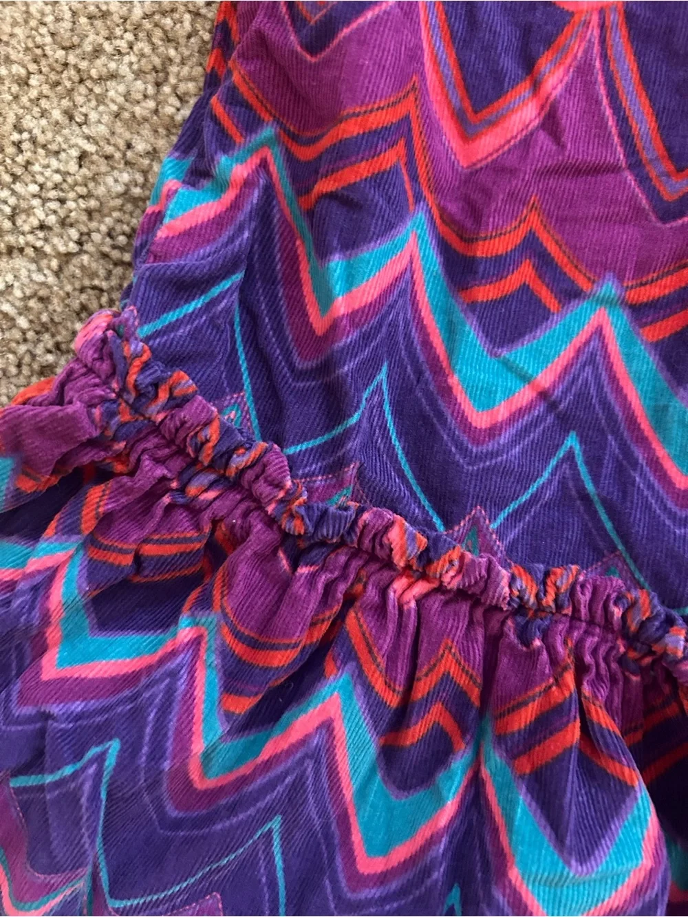 GAP Purple Chevron Ruffle Hem Dress